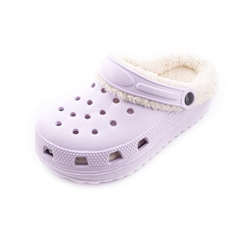 R-ISLAND Winter-Clogs für Damen, Erwachsene, mit warmem Futter, EVA, bequem, rutschfest, perfekt für drinnen und draußen., Violett, 38 EU von R-ISLAND