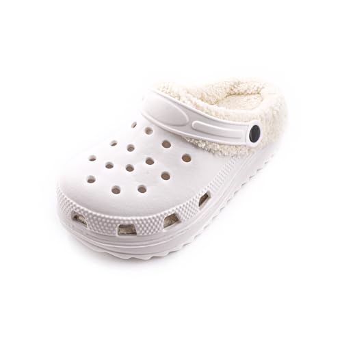 Winter-Clogs für Damen, Erwachsene, mit warmem Futter, EVA, bequem, rutschfest, für drinnen und draußen., weiß, 38 EU von R-ISLAND
