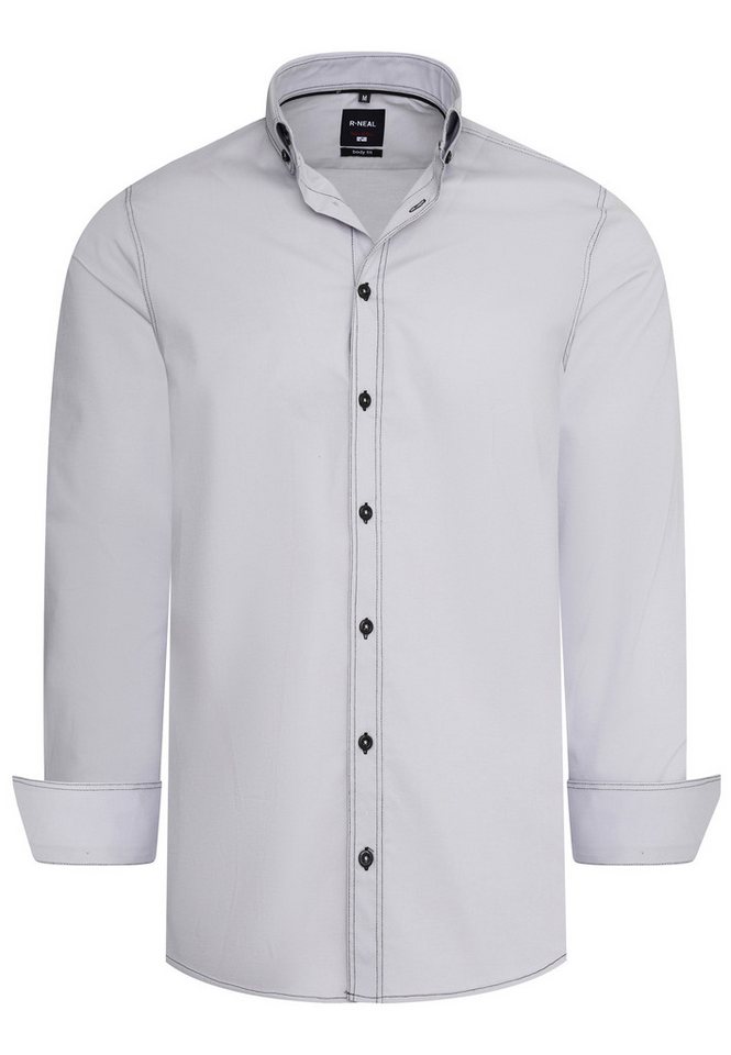 R-NEAL Businesshemd Herren Hemd mit Kontrastnaht Businesshemd Cotton-Stretch Body-Fit von R-NEAL