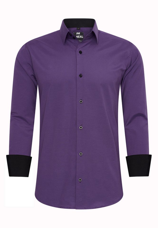 R-NEAL Businesshemd Herren Kontrast Hemd "R-NEAL" Hochzeit-Hemd Slim Fit Stretchhemd von R-NEAL