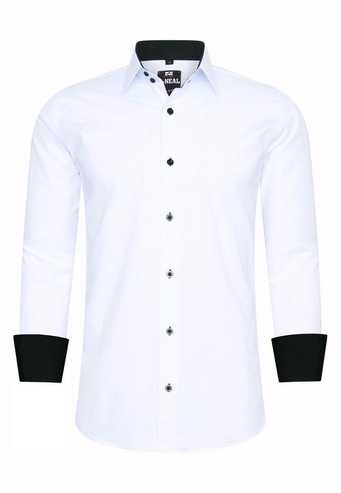 R-NEAL Businesshemd Herren Kontrast Hemd "R-NEAL" Hochzeit-Hemd Slim Fit Stretchhemd von R-NEAL