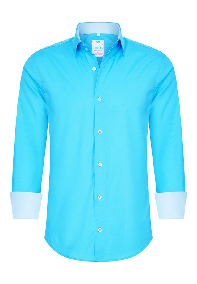 R-NEAL Businesshemd Pastellhemd Herren Slim Fit Hemd Langarm Kontrasthemd Cotton Strech von R-NEAL