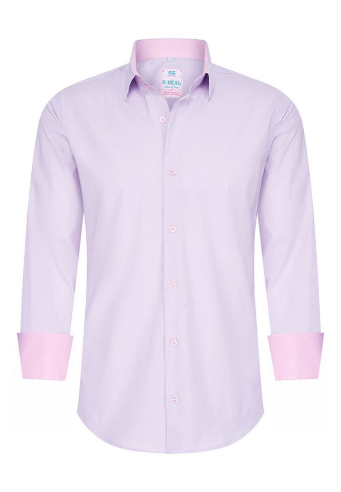 R-NEAL Businesshemd Pastellhemd Herren Slim Fit Hemd Langarm Kontrasthemd Cotton Strech von R-NEAL