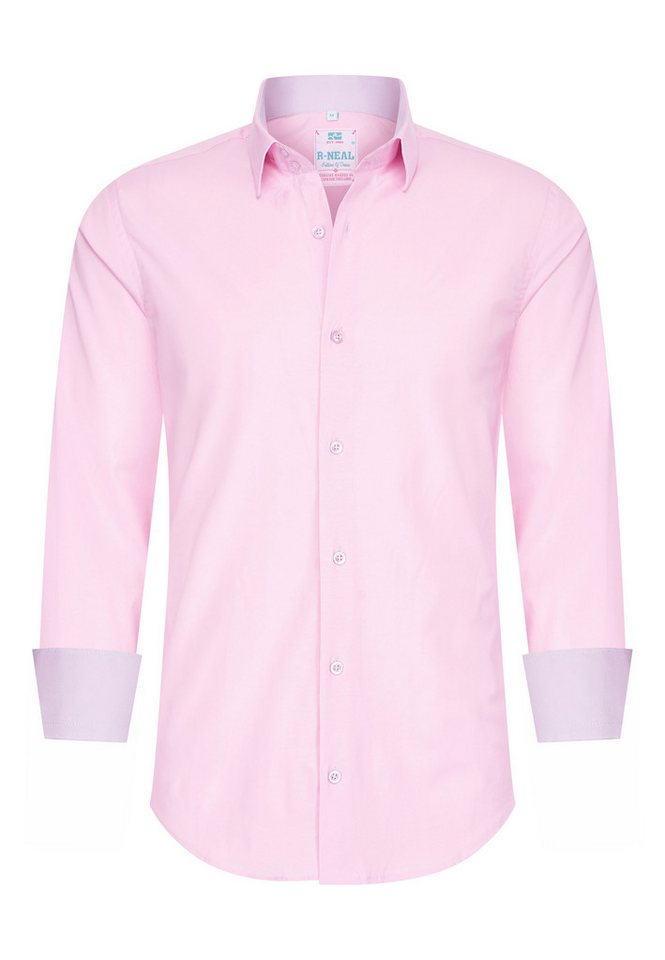 R-NEAL Businesshemd Pastellhemd Herren Slim Fit Hemd Langarm Kontrasthemd Cotton Strech von R-NEAL