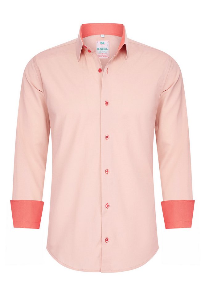 R-NEAL Businesshemd Pastellhemd Herren Slim Fit Hemd Langarm Kontrasthemd Cotton Strech von R-NEAL
