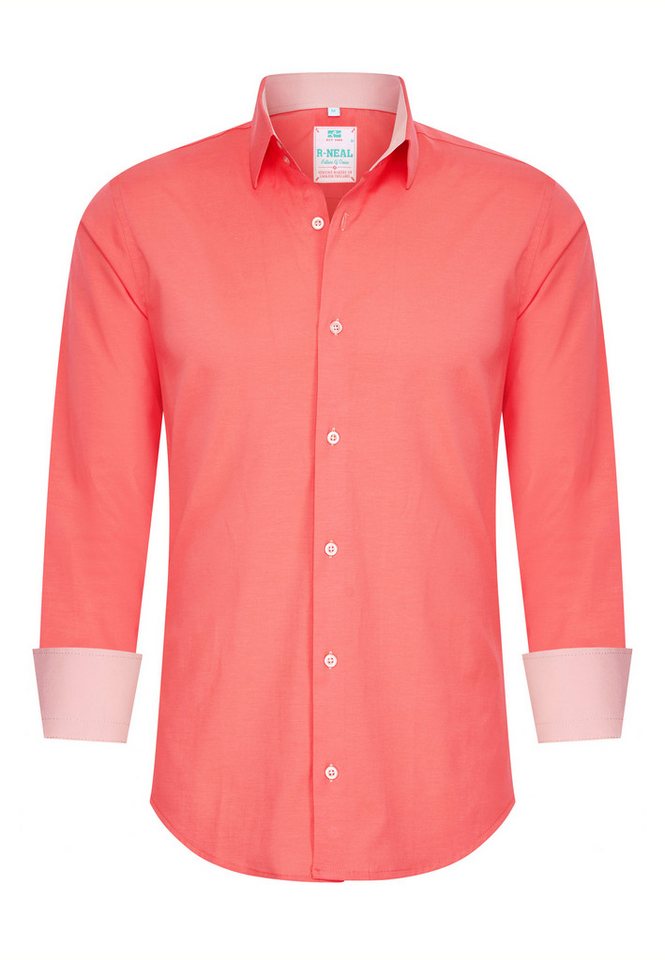 R-NEAL Businesshemd Pastellhemd Herren Slim Fit Hemd Langarm Kontrasthemd Cotton Strech von R-NEAL