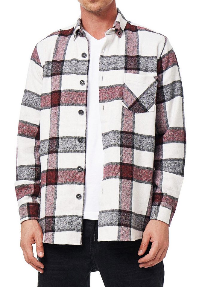 R-NEAL Flanellhemd Herren Kontrast-Hemd Karohemden Hemd Karierter Holzfäller S - 3XL von R-NEAL