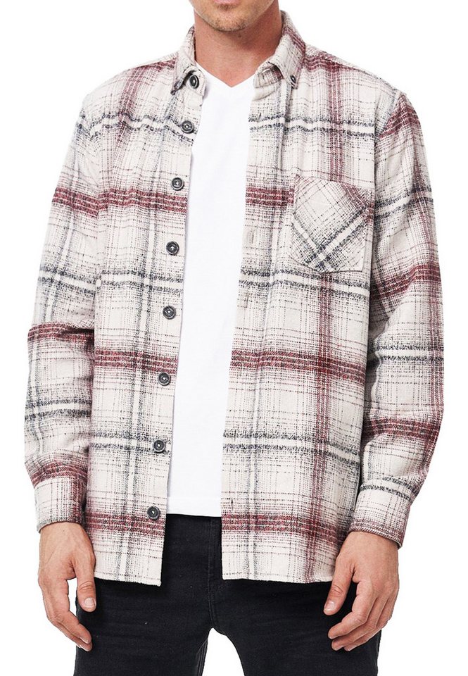 R-NEAL Flanellhemd Karohemd Holzfäller Helle Hemden im Rot Blauen Kontrast Design von R-NEAL