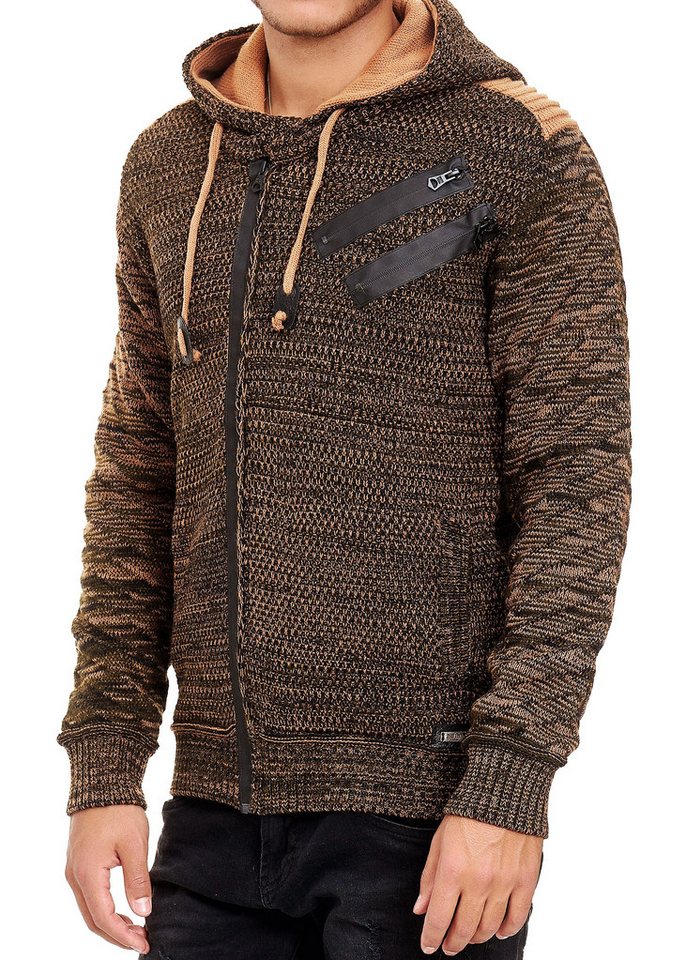 R-NEAL Kapuzenpullover Kapuzen-Strick-Jacke Herren Strick Pullover mit Zipper Future Design von R-NEAL
