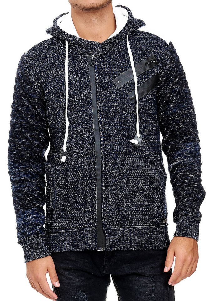 R-NEAL Kapuzenpullover Kapuzen-Strick-Jacke Herren Strick Pullover mit Zipper Future Design von R-NEAL