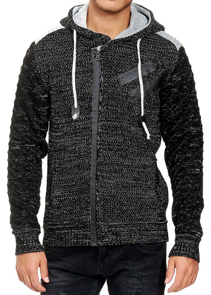 R-NEAL Kapuzenpullover Kapuzen-Strick-Jacke Herren Strick Pullover mit Zipper Future Design von R-NEAL