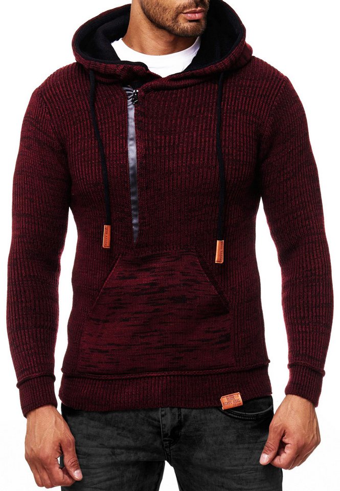 R-NEAL Kapuzenpullover Kapuzenpullover Grobstrick Pullover mit Zipper und Logoschriftzug von R-NEAL