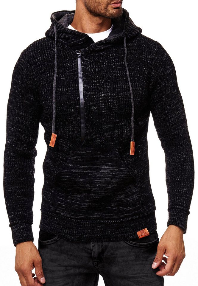 R-NEAL Kapuzenpullover Kapuzenpullover Grobstrick Pullover mit Zipper und Logoschriftzug von R-NEAL