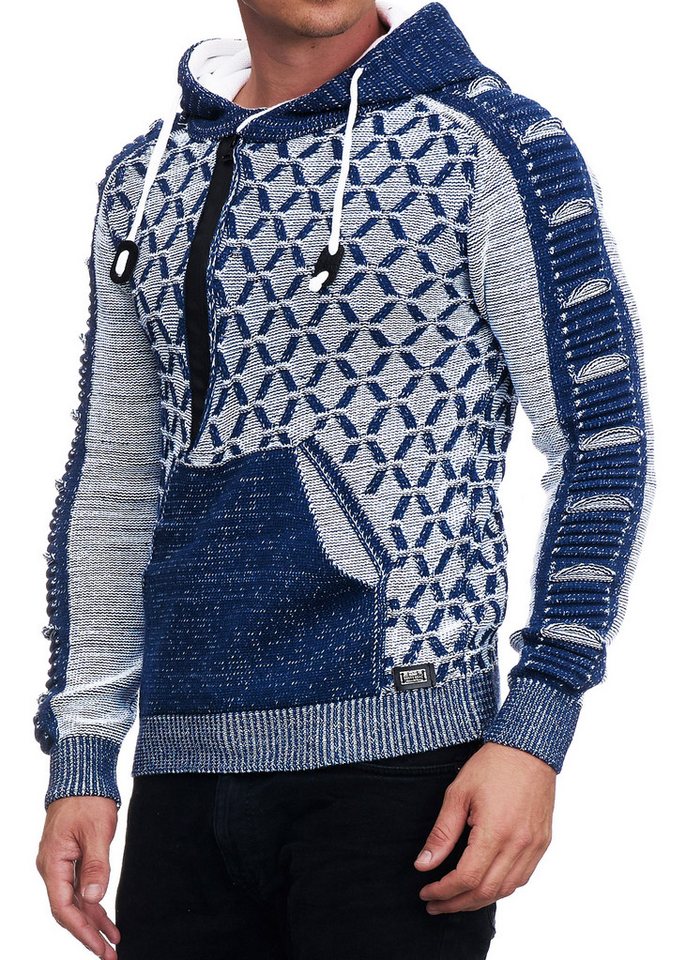 R-NEAL Kapuzenpullover Kontrast Streetwear Kapuzenpullover Grobstrick Pullover mit Zipper von R-NEAL