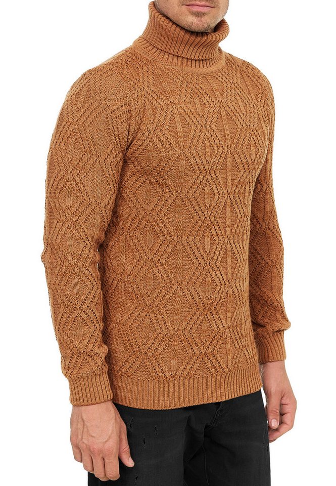 R-NEAL Rollkragenpullover Melierter Grobstrick Rollkragen-Pullover Business Büro Pullover von R-NEAL