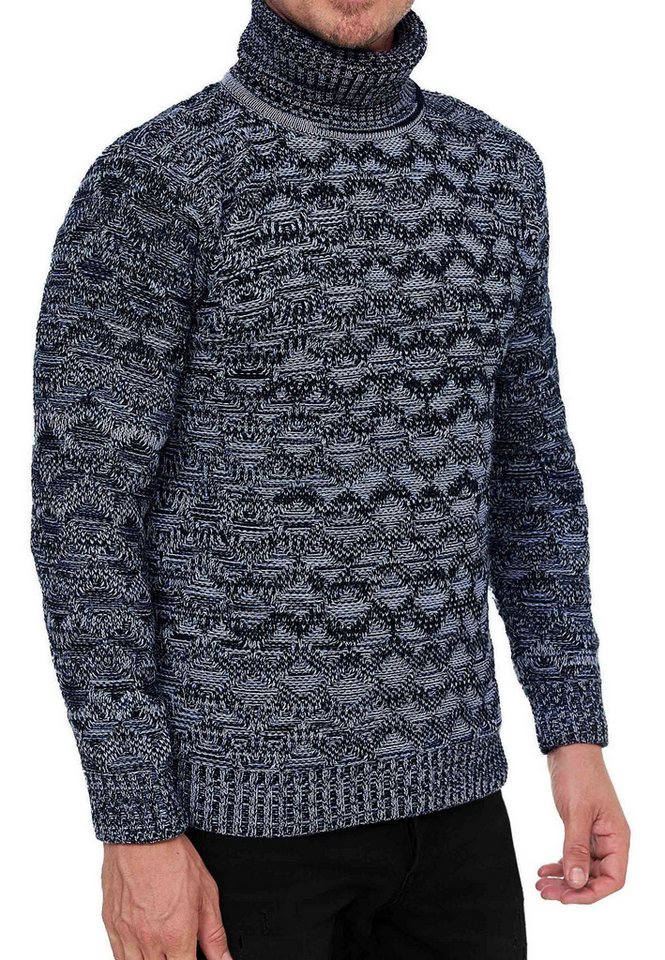 R-NEAL Rollkragenpullover Rollkragen Kontrast Pullover Freizeit Grob-Strick Pulli mit Karomuster von R-NEAL