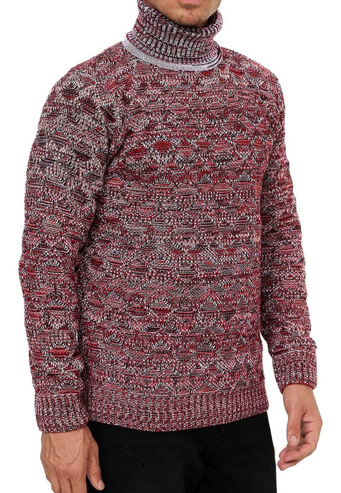 R-NEAL Rollkragenpullover Rollkragen Kontrast Pullover Freizeit Grob-Strick Pulli mit Karomuster von R-NEAL