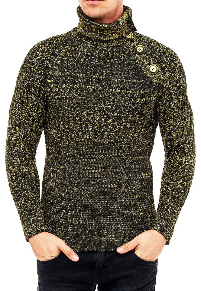 R-NEAL Rollkragenpullover Schwerer Rollkragen Winter Pullover mit Seitlicher Knopfleiste Rolli von R-NEAL
