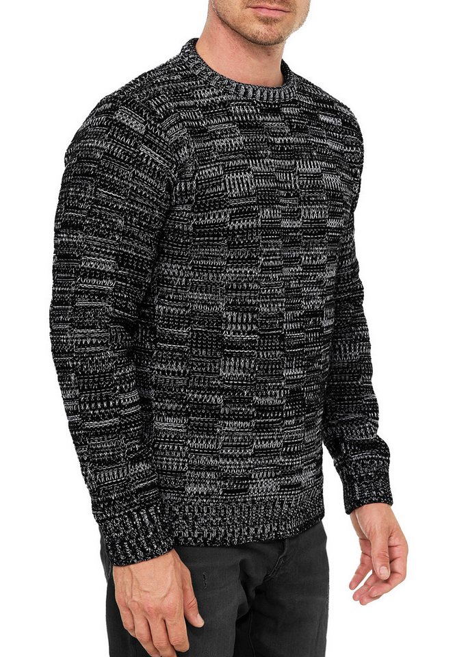 R-NEAL Rundhalspullover Herren Pullover Freizeit Grobstrick Karo Kontrast Strick Pullover von R-NEAL