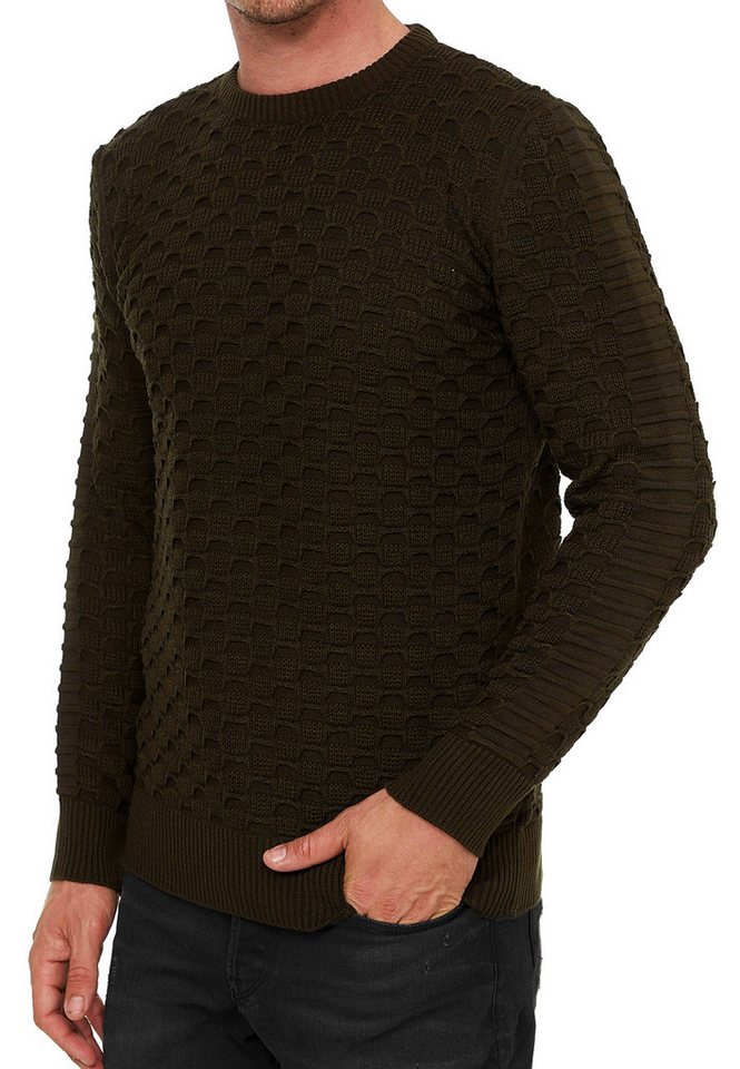 R-NEAL Rundhalspullover Herren Strick Pullover Einfarbig Langarm Rundhals Strickpullover von R-NEAL