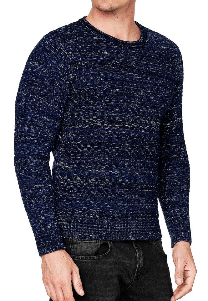 R-NEAL Rundhalspullover Melierter Rundhals Strickpullover von R-NEAL