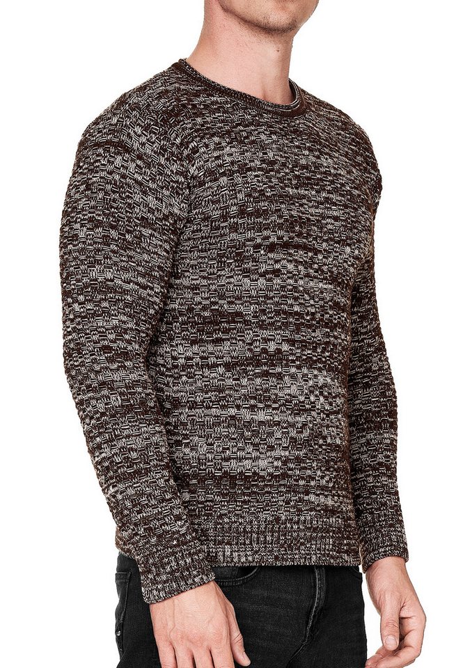 R-NEAL Rundhalspullover Melierter Rundhals Strickpullover von R-NEAL