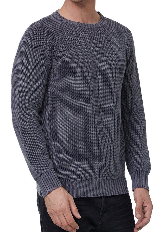 R-NEAL Rundhalspullover Sportiver Herren Pullover Rundhals Grob-Strick-Pullover Streetwear von R-NEAL