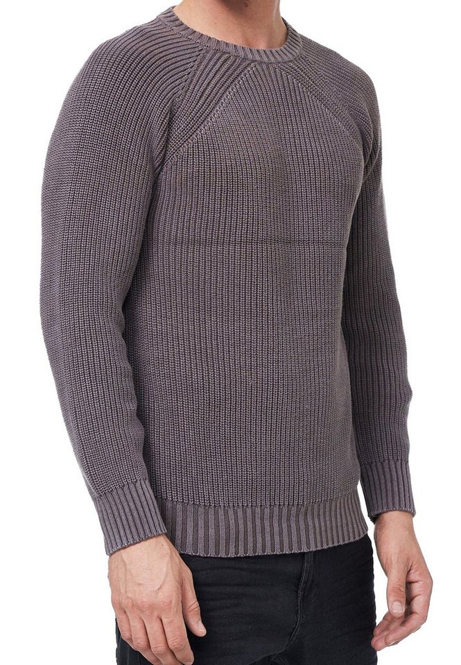 R-NEAL Rundhalspullover Sportiver Herren Pullover Rundhals Grob-Strick-Pullover Streetwear von R-NEAL