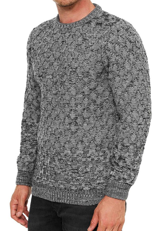 R-NEAL Rundhalspullover Strickpullover Streetwear Kontrast Rundhals Strick Pullover von R-NEAL