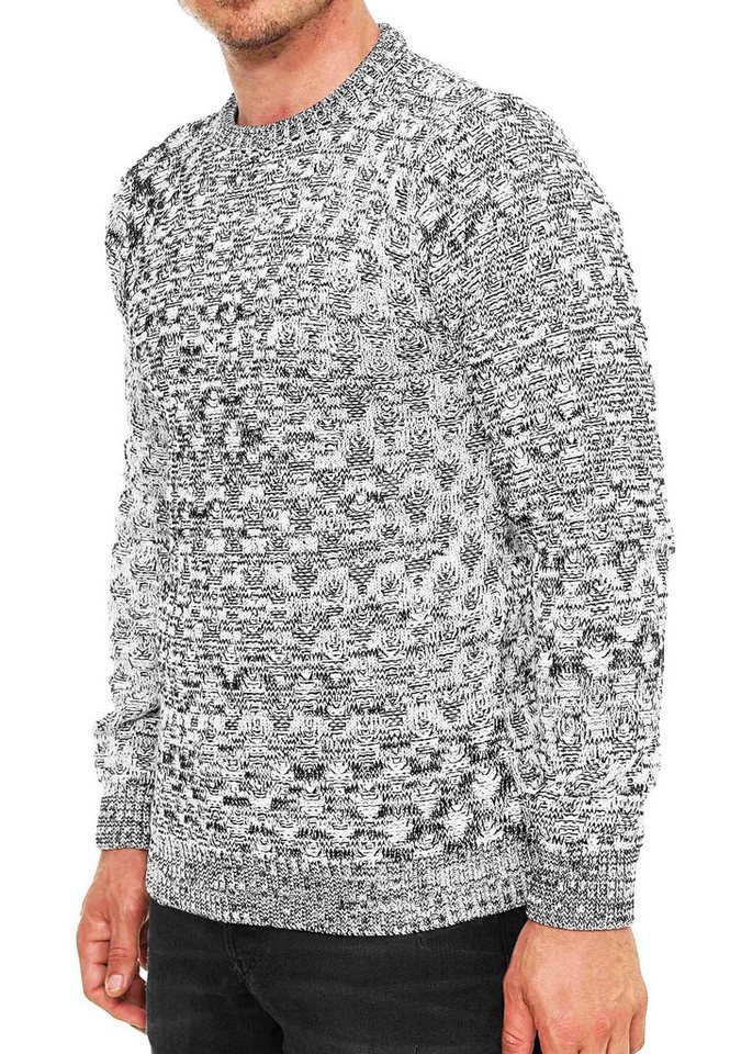 R-NEAL Rundhalspullover Strickpullover Streetwear Kontrast Rundhals Strick Pullover von R-NEAL