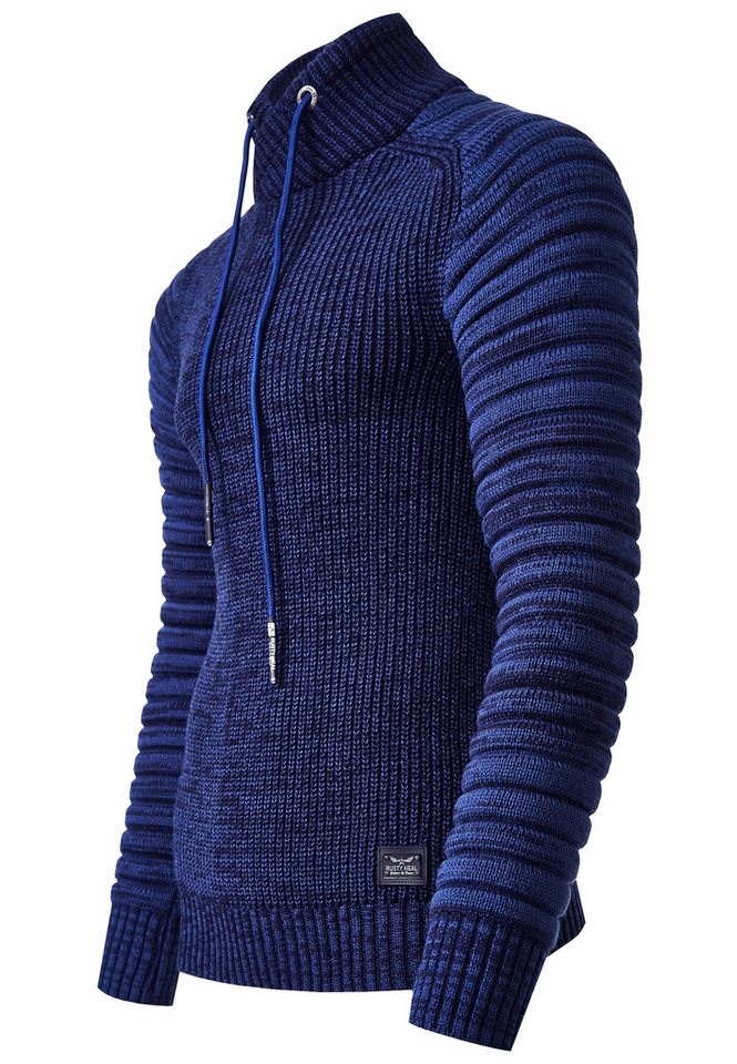 R-NEAL Stehkragenpullover Herren Pullover Grobstrick-Pullover Stehkragen Biker Strick Pulli von R-NEAL