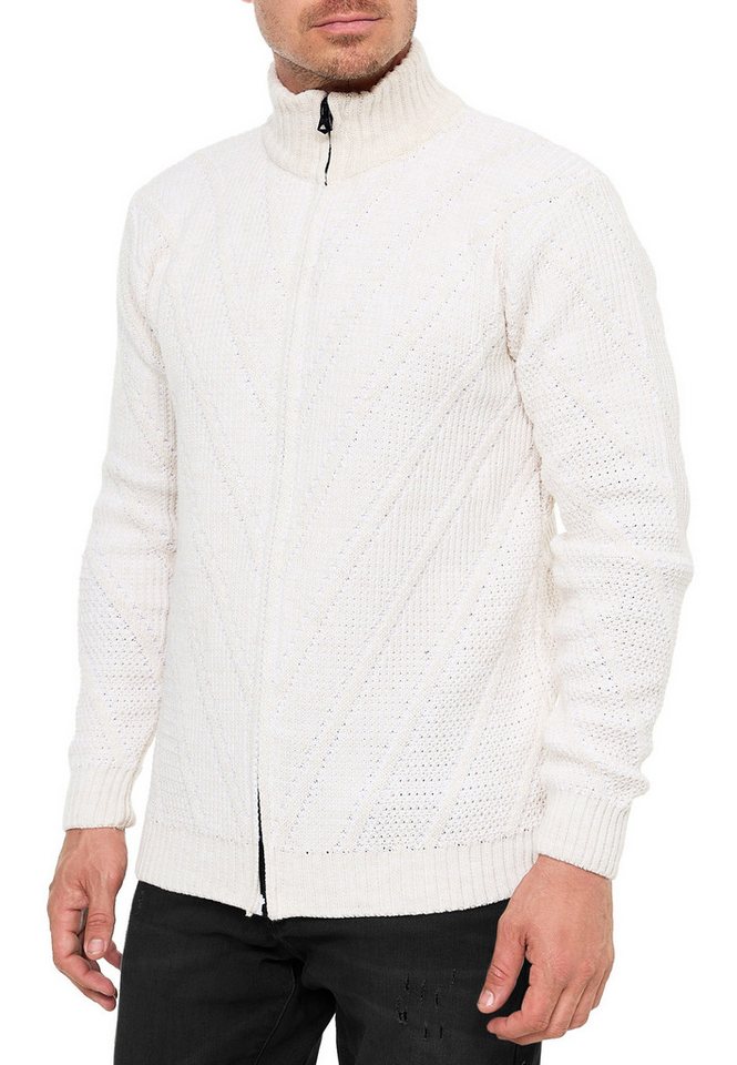 R-NEAL Stehkragenpullover Herren Stehkragen Strick Jacke Grobstrick Pullover mit Reißverschluss von R-NEAL