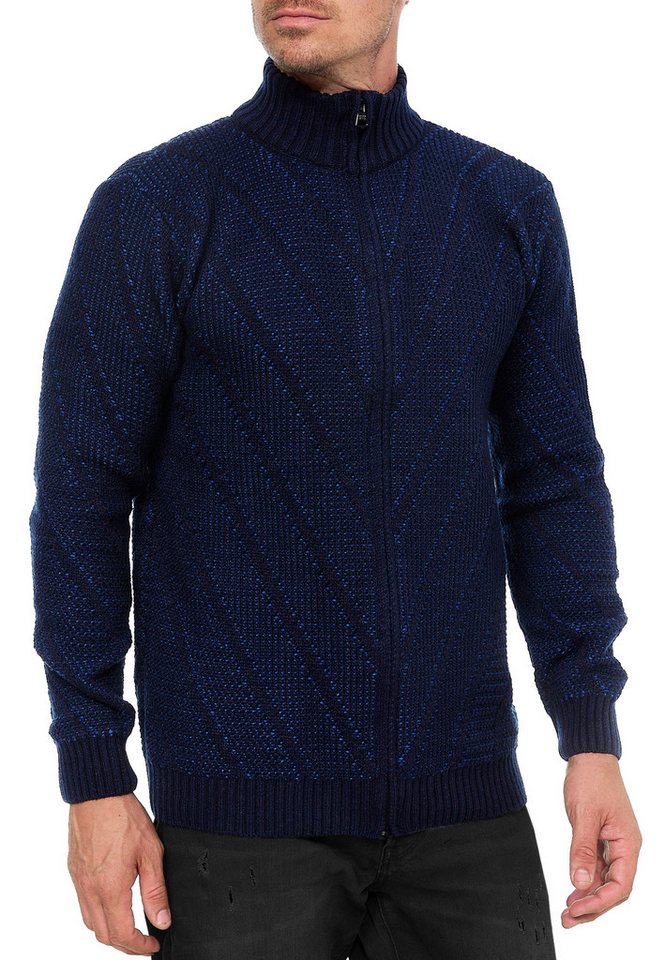 R-NEAL Stehkragenpullover Herren Stehkragen Strick Jacke Grobstrick Pullover mit Reißverschluss von R-NEAL