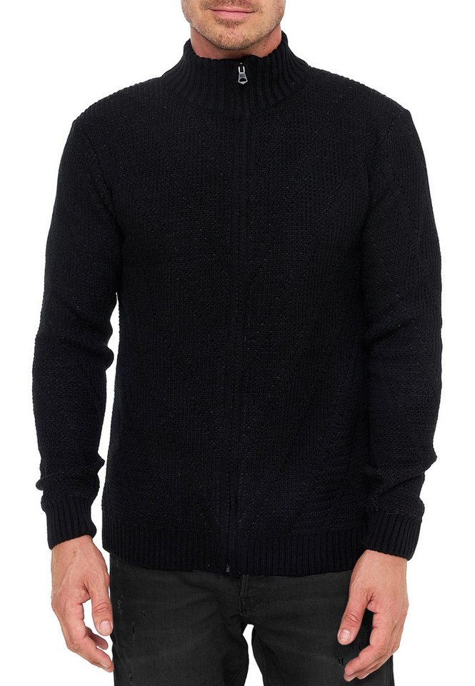 R-NEAL Stehkragenpullover Herren Stehkragen Strick Jacke Grobstrick Pullover mit Reißverschluss von R-NEAL
