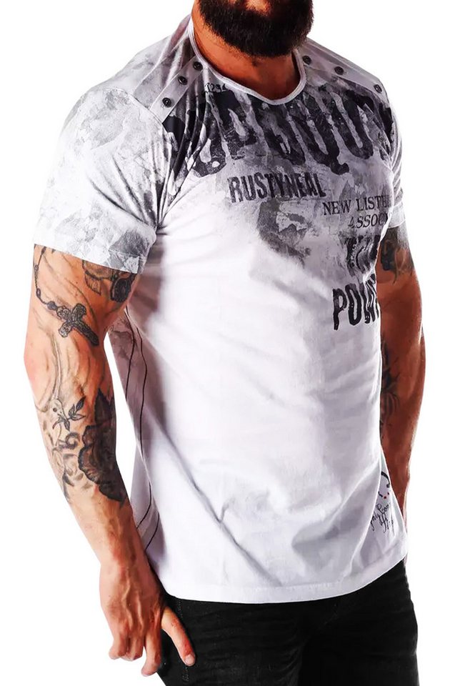R-NEAL T-Shirt T-Shirt Used Look Printed Streetwear Freizeit T-Shirt Verwaschen von R-NEAL