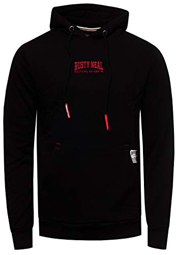 Box Logo Hoodie von Rusty Neal Herren Streetwear Sweater Kapuzenpullover Sweat-Shirt 152, Farbe:Schwarz, Größe:XL von R-Neal