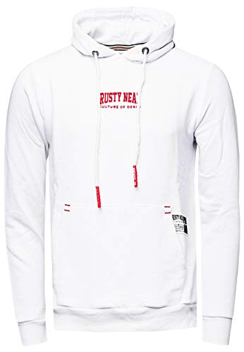 Box Logo Hoodie von Rusty Neal Herren Streetwear Sweater Kapuzenpullover Sweat-Shirt 152, Farbe:Weiß, Größe:2XL von R-Neal