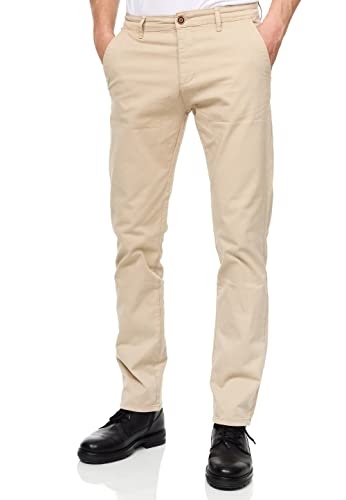 Herren Chinohose Regular Fit Stretch Pants Stoff-Hose mit Reißverschluss 5-Pocket Hose Komfortabler Sitz 233, Farbe:Beige, Hosengröße:29W / 32L von R-Neal