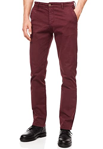 Herren Chinohose Regular Fit Stretch Pants Stoff-Hose mit Reißverschluss 5-Pocket Hose Komfortabler Sitz 233, Farbe:Bordeaux, Hosengröße:31W / 34L von R-Neal