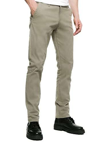 Herren Chinohose Regular Fit Stretch Pants Stoff-Hose mit Reißverschluss 5-Pocket Hose Komfortabler Sitz 233, Farbe:Olive, Hosengröße:31W / 32L von R-Neal