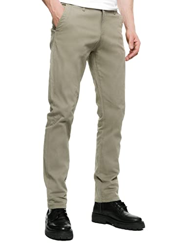 Herren Chinohose Regular Fit Stretch Pants Stoff-Hose mit Reißverschluss 5-Pocket Hose Komfortabler Sitz 233, Farbe:Olive, Hosengröße:33W / 32L von R-Neal