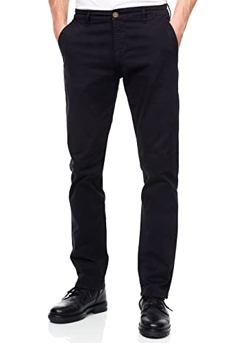 Herren Chinohose Regular Fit Stretch Pants Stoff-Hose mit Reißverschluss 5-Pocket Hose Komfortabler Sitz 233, Farbe:Schwarz, Hosengröße:30W / 32L von R-Neal