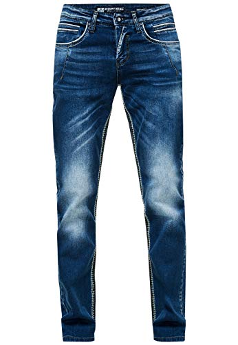 Herren-Jeanshose Regular Fit 'Rusty Neal' Dark Blue Used Vintage Washed 'New York' Jeanshose Streetwear -47, Hosengröße:30W / 32L, Denim Color:8323-47 von R-Neal