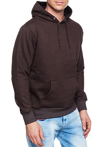 Herren Kapuzen-Sweatshirt Sweater mit Kapuze 'Streetwear Basics' Regular Fit S M L XL XXL 3XL Langarm Kapuzenpullover Pullover Kapuzen-Sweat-Shirt 161, Farbe:Braun, Größe:3XL von R-Neal