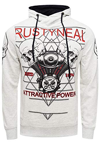 Herren Sweatshirt Rusty Neal Sweat-Shirt Printed Sweater Sweat Kapuzen Pullover Langarm Kapuzenpullover 148, Farbe:Grau, Größe:L von R-Neal