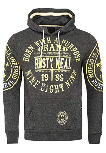 Herren Sweatshirt Rusty Neal Sweatjacke Printed Sweater Sweat-Jacke Kapuzen Pullover Langarm Kapuzenpullover 077/078, Größe:L, 077/078:Anthrazit 078 von R-Neal