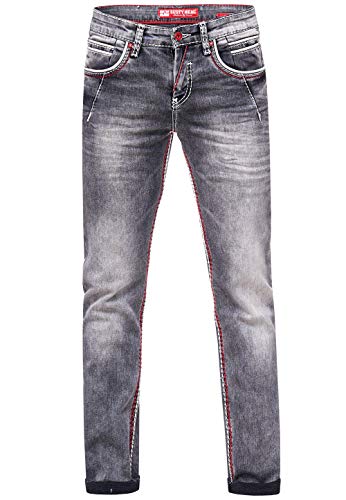 Jeanshose Herren Jeans Hose 'New York' Dicke Naht 'Rusty Neal' Stone-Washed Kontrast Neon, Hosengröße:29W / 32L, Denim Color:8323-45 von R-Neal