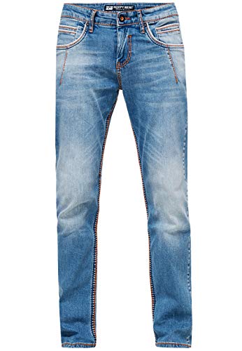 Jeanshose Herren Jeans Hose 'New York' Dicke Naht 'Rusty Neal' Stone-Washed Kontrast Neon, Hosengröße:31W / 32L, Denim Color:8323-48 von R-Neal