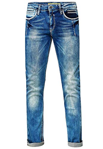 Jeanshose Herren Jeans Hose 'New York' Dicke Naht 'Rusty Neal' Stone-Washed Kontrast Neon, Hosengröße:36W / 32L, Denim Color:8323-29 von R-Neal