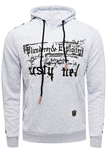 Kapuzenpullover Rusty Neal Printed Herren Sweatshirt Kapuzen-Sweatshirt im Auffälligem Streetwear Look 138, Farbe:Grau, Größe:XL von R-Neal